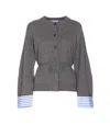 Brunello Cucinelli Long Sleeve Cardigan Waist Tie In Gray