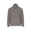 Brunello Cucinelli Textured Knit Turtleneck Sweater With Ribbed Finish In Gray