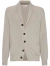 Brunello Cucinelli Men Cotton V-necked Cardigan In Gray