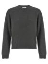 Brunello Cucinelli Cashmere Crewneck Knit Sweater With Ribbed Finish In Gray