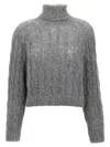 Brunello Cucinelli Braided Sweater In Gray