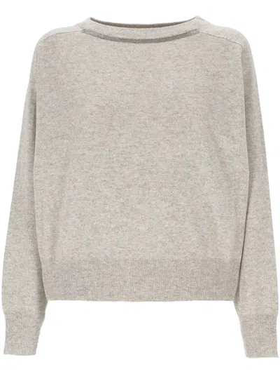 Brunello Cucinelli Monili-chain Cashmere Jumper In Beige