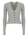 Brunello Cucinelli Grey Cashmere And Silk Cardigan In Grey