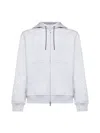 Brunello Cucinelli Cotton, Cashmere And Silk Fleece Zipped Topwear In Grey