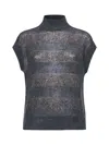 Brunello Cucinelli Sequin-embellished Striped Vest In Grey