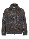 Brunello Cucinelli Mohair-blend Sequin-embellished Cardigan In Gray