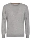 Brunello Cucinelli Men's Round Neck Sweater In Grigio Chiaro+brown