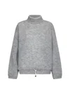 Brunello Cucinelli Mock Neck Knitted Jumper In Grigio Chiaro+panama