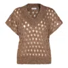 Brunello Cucinelli Crewneck Knitwear Sequin Embellishments In Brown