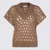 Brunello Cucinelli Crewneck Knitwear Sequin Embellishments In Brown