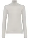 Brunello Cucinelli Cashmere-silk Glitter Turtleneck Sweater In Light Grey