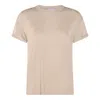 Brunello Cucinelli Short Sleeve Crewneck Knitwear With Sparkling Finish In Neutral