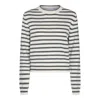 Brunello Cucinelli Cashmere Blend Striped Sweater With Paillette Detail In Milk/grey