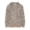 Brunello Cucinelli Pailette Wool-cashmere Net Balloon-sleeve Zip Hoodie In Multi