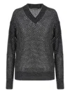 Brunello Cucinelli Net V-neck Sweater In Black