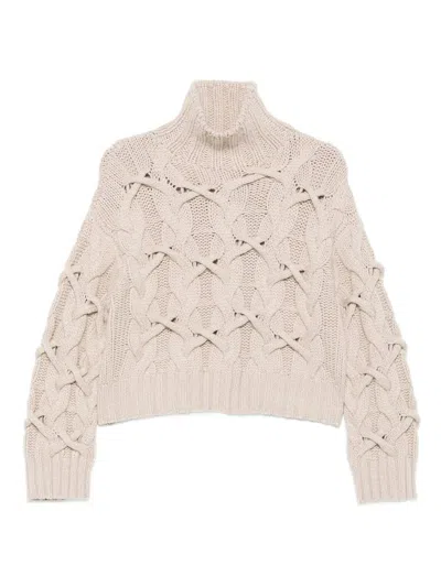 Brunello Cucinelli Cable-knit Cashmere Turtleneck Sweater In Neutral