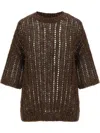 Brunello Cucinelli Sweater In Perforated Knit In Multicolor