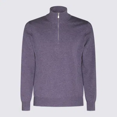 Brunello Cucinelli Half-zip Cashmere Sweater In Purple