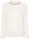 Brunello Cucinelli Crew Neck Long Sleeve Knit Sweater In Multicolor