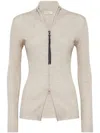 Brunello Cucinelli Cashmere-blend Zip-front Top In Multicolor