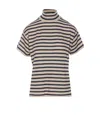 Brunello Cucinelli Sparkling Stripe Turtleneck Sweater In Cashmere And Silk In Multicolour