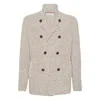 Brunello Cucinelli Wool-silk English-rib Cardigan In Neutral