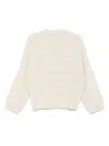 Brunello Cucinelli Knit Crew Neck Top With Long Sleeves In Neutral