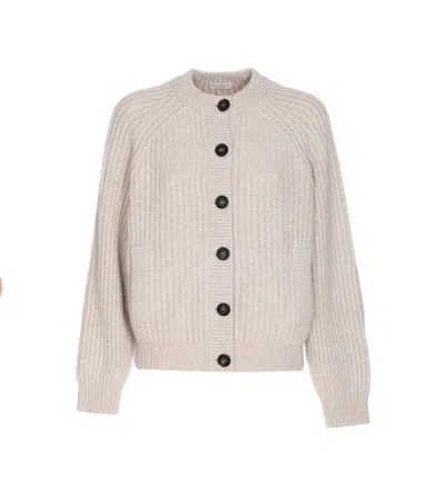Brunello Cucinelli Long Sleeve Cardigan Pockets In Gray