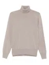 Brunello Cucinelli Turtleneck Cashmere Sweater In Neutral