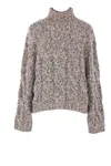 Brunello Cucinelli Wool And Cashmere Turtleneck Sweater With Sequins In Neutral