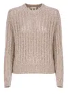 Brunello Cucinelli Sequin Embellished Knit Sweater In Neutral