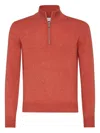 Brunello Cucinelli Cashmere Sweater With Half Zip In Red