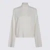 Brunello Cucinelli Ribbed Turtleneck Knitwear Long Sleeves In White
