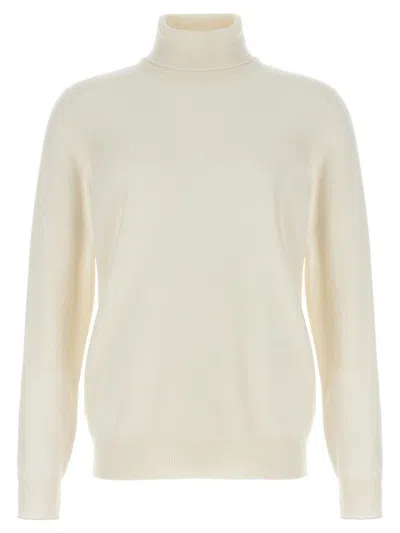 Brunello Cucinelli Cashmere Turtleneck Sweater Sweaters And Cardigans White In Yellow
