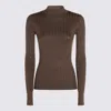 Brunello Cucinelli Metallic Ribbed Slim Fit Mock Neck In Brown