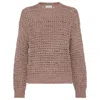 Brunello Cucinelli Rustic Dazzling Net Sweater In Pink
