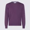 Brunello Cucinelli Soft Texture Crewneck Sweater With Ribbed Cuffs In Purple