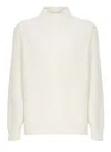 Brunello Cucinelli Ribbed Texture High Neck Sweater In White