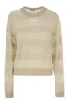 Brunello Cucinelli Striped Mohair And Wool Sweater In Seashell+stracciatella