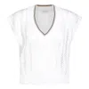 Brunello Cucinelli V-neck Short Sleeved Jumper In White