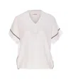 Brunello Cucinelli Women Precious Trim Cotton T-shirt In White