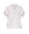 Brunello Cucinelli Women Precious Trim Cotton T-shirt In White