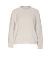 Brunello Cucinelli Ribbed Knit Crewneck Cotton Sweater In White