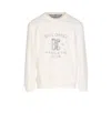 Brunello Cucinelli Men Techno Cotton Fleece Topwear With Print In White