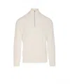 Brunello Cucinelli Men English Rib Cotton Sweater With Zip Opening In Neutral