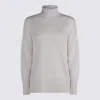 Brunello Cucinelli Long Sleeve Turtleneck Knitwear With Ribbed Cuffs And Hem In White