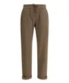 Brunello Cucinelli Cotton-silk Blend Joggers With Side Monile Detail In Brown