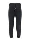 Brunello Cucinelli Techno Cotton Fleece Trousers With Zip On Stretch Bottom, Crete And Piping In Nero