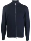 Brunello Cucinelli Cashmere High Neck Zip-up Cardigan In Blue