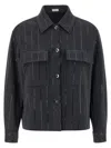 Brunello Cucinelli Knitwear With Chest Pockets And Collared Neck In Blue